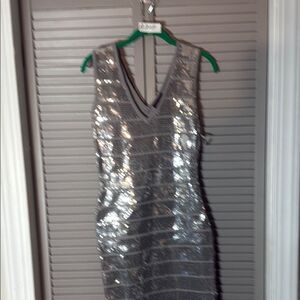 Hot Miami Styles Glittering Silver Backless Dress